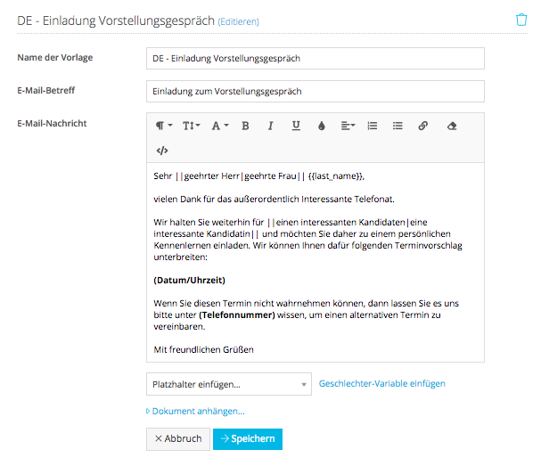 Wie erstelle ich eine automatische Email Eingangs­bestätigung für Bewerbungen? Personio